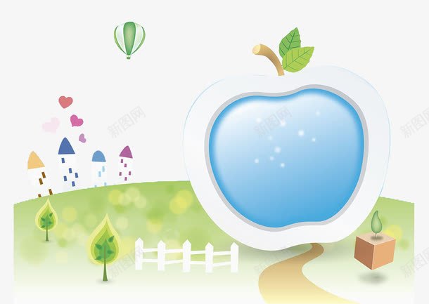苹果和树木png免抠素材_新图网 https://ixintu.com 卡通 树木 苹果 路
