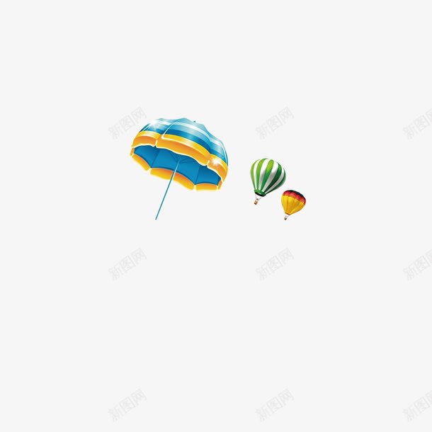 氢气球降落伞psd免抠素材_新图网 https://ixintu.com 氢气球 降落伞