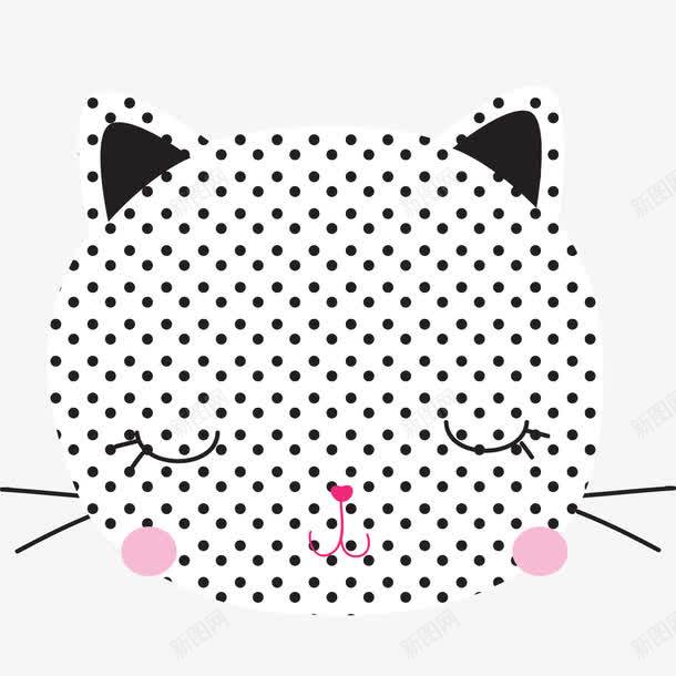 黑点猫头png免抠素材_新图网 https://ixintu.com png图形 png装饰 动物 手绘 猫头 装饰 黑点