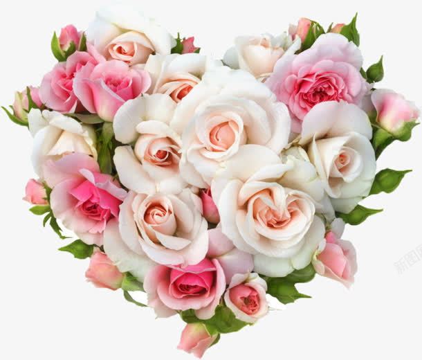 粉白色花朵爱心装饰png免抠素材_新图网 https://ixintu.com 爱心 粉白色 花朵 装饰