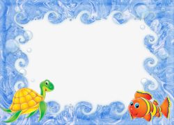 卡通鱼海龟边框素材