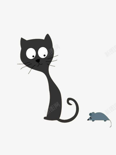 卡通的黑色的猫png免抠素材_新图网 https://ixintu.com 猫吃老鼠 眼神 老鼠 黑