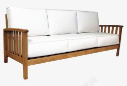 白色坐垫木质长凳素材