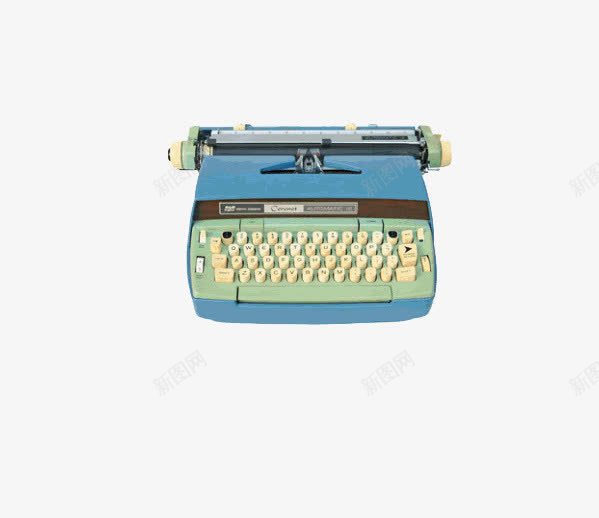 复古打字机png免抠素材_新图网 https://ixintu.com 复古 年代 打字机 蓝色