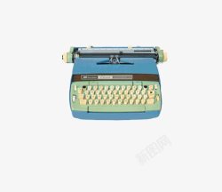 蓝色打字机复古打字机高清图片