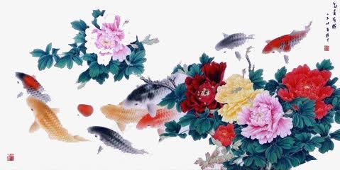 画png免抠素材_新图网 https://ixintu.com 意境 文字 艺术性 花卉 鱼