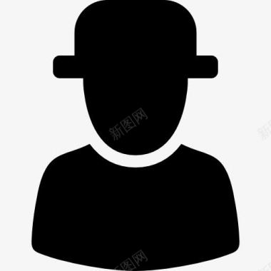男人的帽子的肖像图标图标
