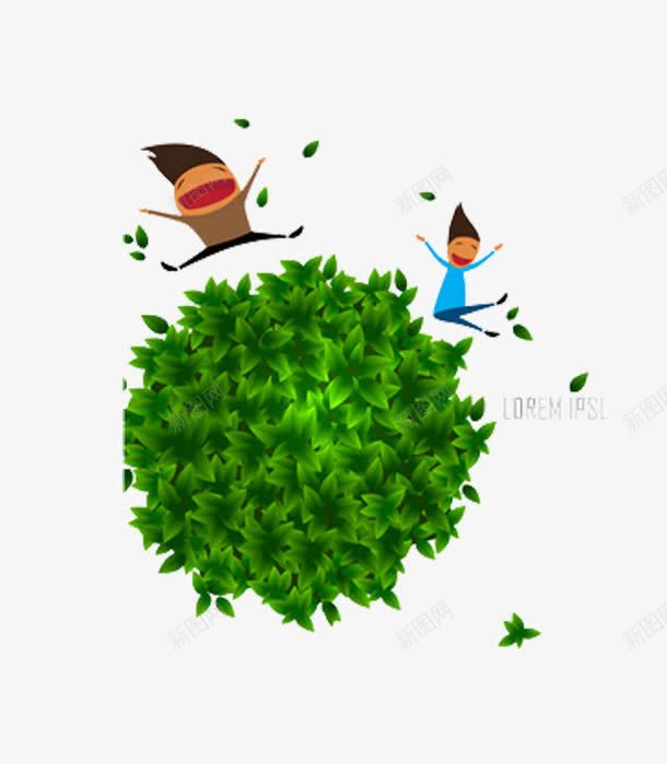 绿叶组成的圆形与卡通人png免抠素材_新图网 https://ixintu.com 卡通人 欢呼 绿叶 绿叶圆形