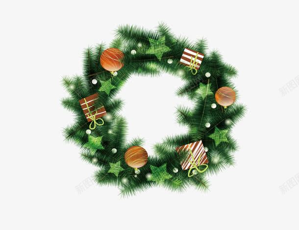 圣诞绿色花圈png免抠素材_新图网 https://ixintu.com 圣诞 素材 绿色 绿色花圈 花圈