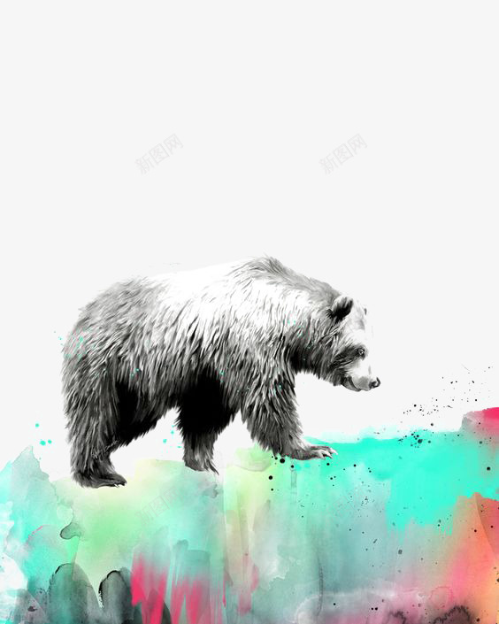 手绘黑熊png免抠素材_新图网 https://ixintu.com 动物 卡通狗熊 抓气球的熊 棕熊 熊插画 素描 行走的熊