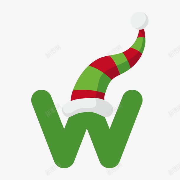 圣诞字母Wpng免抠素材_新图网 https://ixintu.com 3D字母 圣诞字母W 圣诞帽创意字母 彩色字母 彩色立体字 立 立体字母 绿色 艺术字 艺术字母