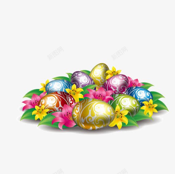 复活节彩蛋和花朵png免抠素材_新图网 https://ixintu.com 复活节 复活节彩蛋 复活节彩蛋和花朵 彩蛋