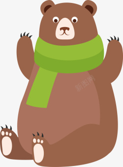 冬天大熊可爱举手的棕色大熊矢量图高清图片