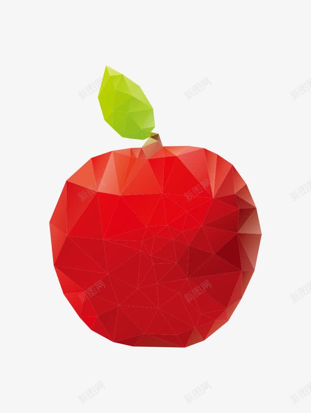 三角拼贴苹果png免抠素材_新图网 https://ixintu.com 三角拼贴 几何 红色 苹果