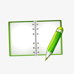 绿色笔和笔记素材