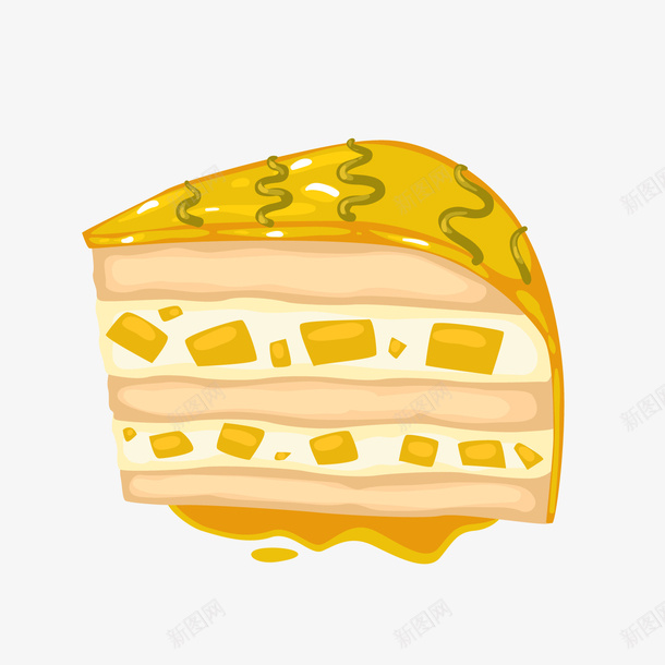 黄色水果蛋糕png免抠素材_新图网 https://ixintu.com 卡通蛋糕 水果蛋糕 背景装饰 黄色蛋糕