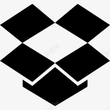 Dropbox标志黑色的剪影图标图标