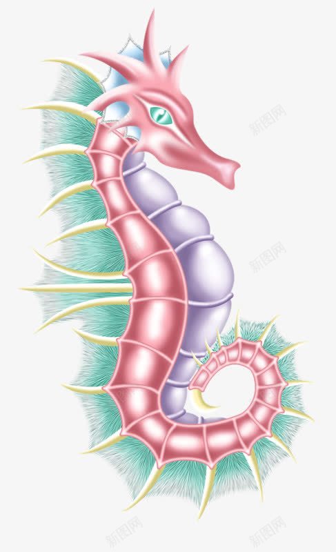 手绘海马png免抠素材_新图网 https://ixintu.com 动物 卡通 手绘 海马