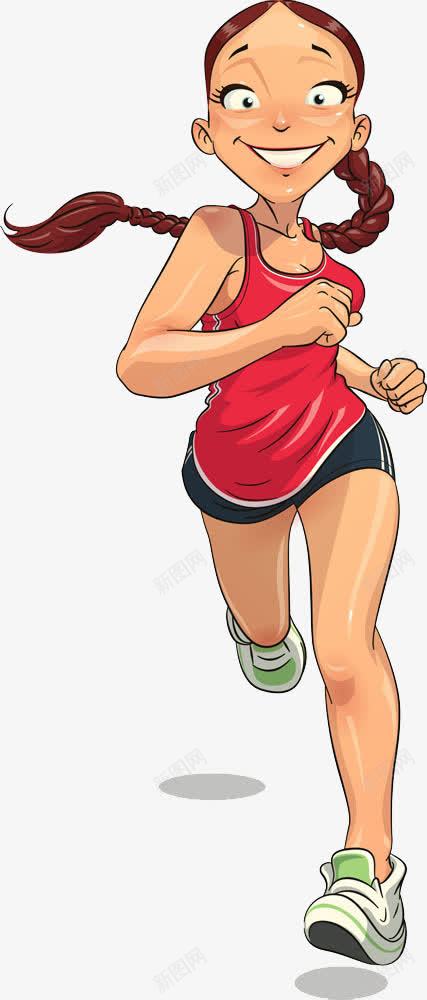 跑步的女孩png免抠素材_新图网 https://ixintu.com 卡通 女孩 跑步