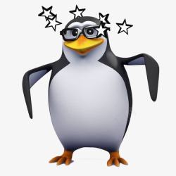 企鹅表情卡通戴眼镜的眩晕企鹅高清图片