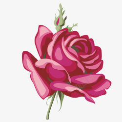 绿叶玫瑰花卡通手绘粉色玫瑰花矢量图高清图片