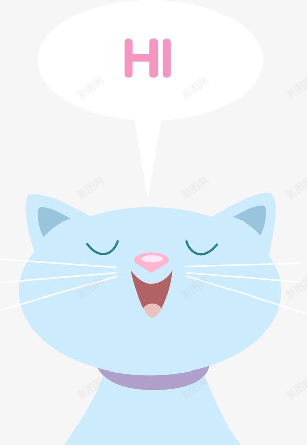 HI猫png免抠素材_新图网 https://ixintu.com HI 卡通猫 可爱猫 蓝色猫