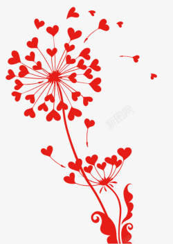 大红色爱心情人节海报装饰素材