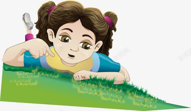 趴在草地上的女孩png免抠素材_新图网 https://ixintu.com 可爱的女孩 女孩 草地 趴在草地上的女孩 趴着 趴着的女孩
