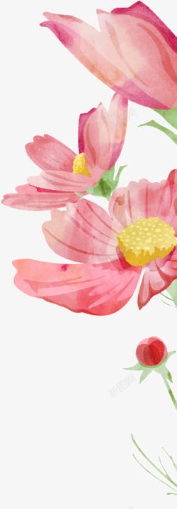 粉色粗糙手绘花朵素材