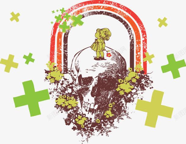 创意骷髅头png免抠素材_新图网 https://ixintu.com 创意 小女孩 手绘 骷髅头