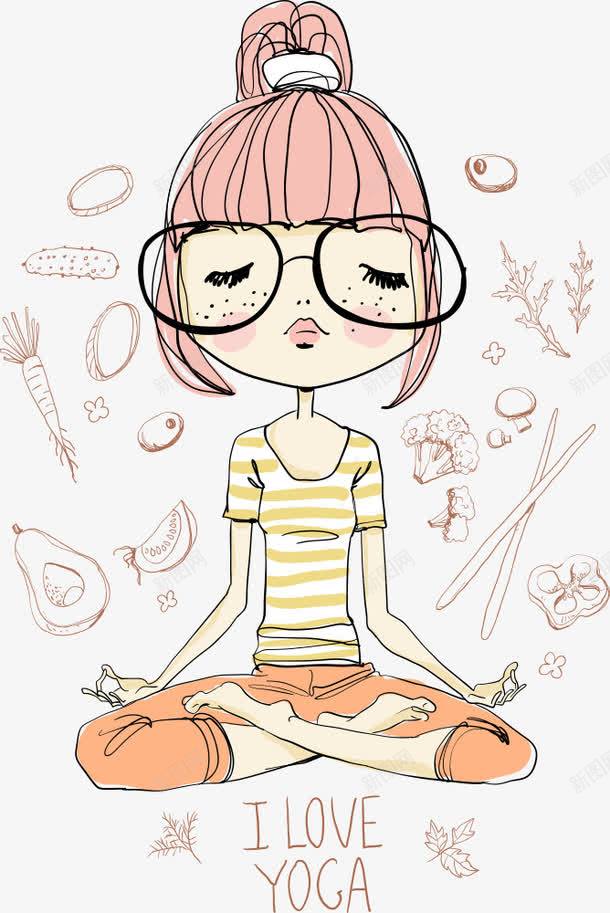 冥想的女孩png免抠素材_新图网 https://ixintu.com 人物 人物插画 冥想 卡通人物 卡通女孩 女孩 矢量人物