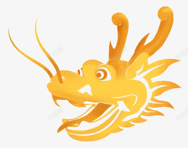 金色龙头png免抠素材_新图网 https://ixintu.com 中国风 手绘金龙PNG图片 画 龙