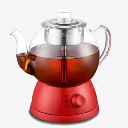烧茶茶壶红色单人玻璃茶壶高清图片