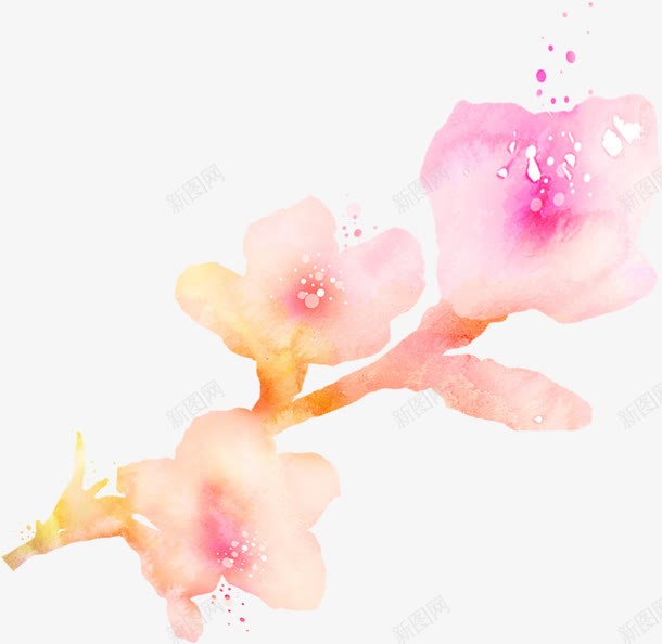 手绘水彩可爱粉色花朵png免抠素材_新图网 https://ixintu.com 可爱 水彩 粉色 花朵