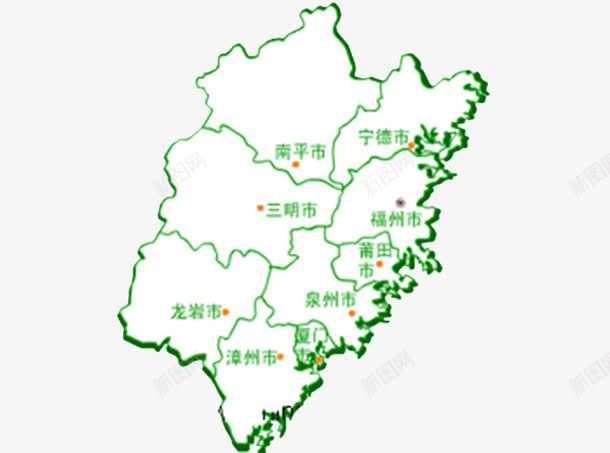 绿色线条福建地图png免抠素材_新图网 https://ixintu.com 地图 福建 福建地图 线条 绿色