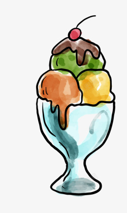 水果与冰淇淋手绘巧克力水果冰淇淋矢量图高清图片