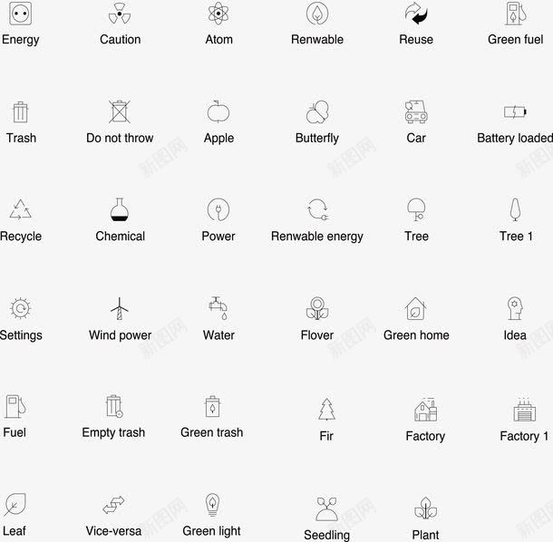 资源能源环保线型图标png_新图网 https://ixintu.com 环保 线型图标 能源 资源