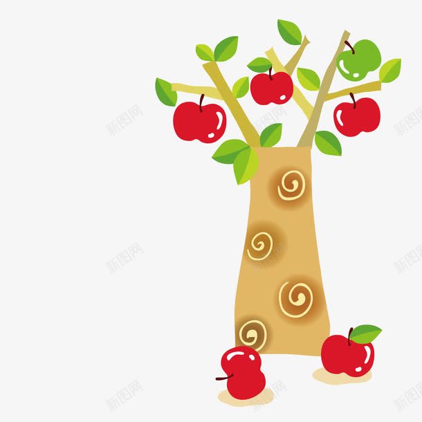 红色卡通苹果树png免抠素材_新图网 https://ixintu.com 卡通 树木 红色 苹果