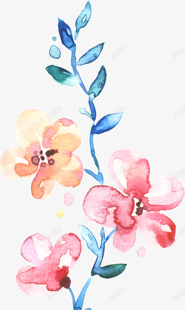 水彩鲜花png免抠素材_新图网 https://ixintu.com 叶子 植物 矢量鲜花 花朵 装饰 装饰画 鲜花