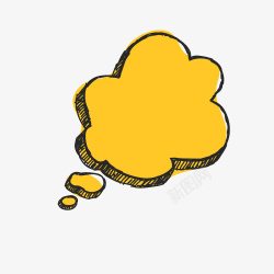 黄色简约对话云朵效果元素素材