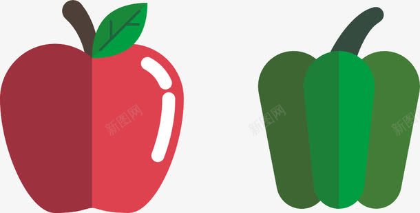 苹果和青椒png免抠素材_新图网 https://ixintu.com 水果 苹果 蔬菜 青椒