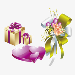 节日喜庆的礼物盒花朵矢量图素材