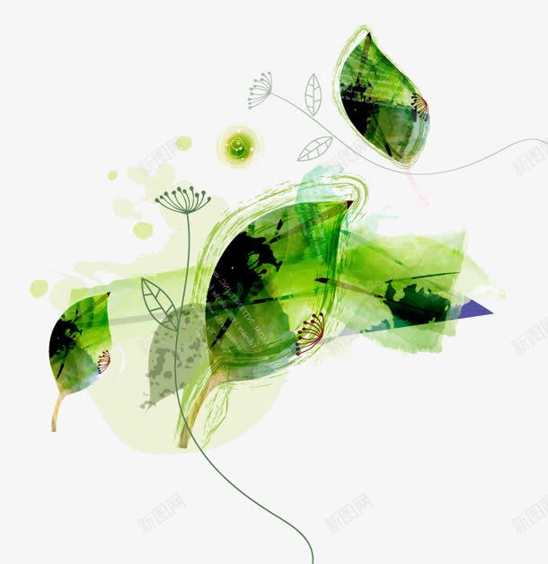绿色抽象树叶图案png免抠素材_新图网 https://ixintu.com 图案 抽 树叶 绿色 象