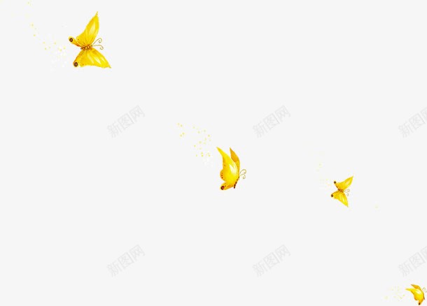4只翩翩起舞的黄色蝴蝶png免抠素材_新图网 https://ixintu.com 翩翩起舞 蝴蝶 黄色