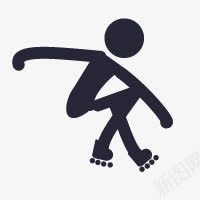 手绘黑色滑冰图标png_新图网 https://ixintu.com 图标 滑冰 黑色
