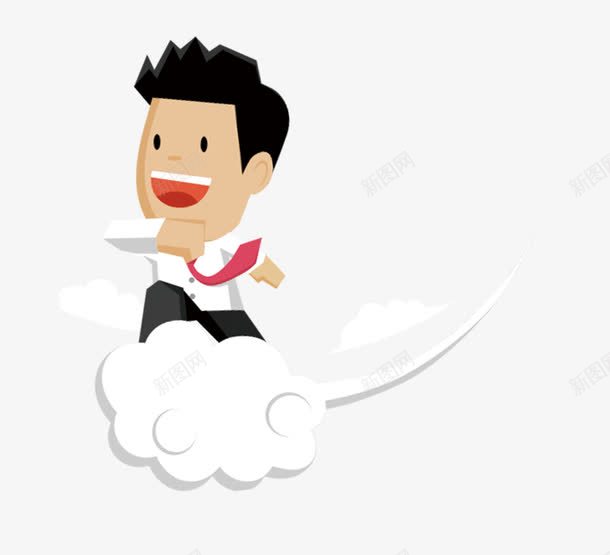 骑在云上的小哥png免抠素材_新图网 https://ixintu.com 商业 小哥 手绘 骑在云上