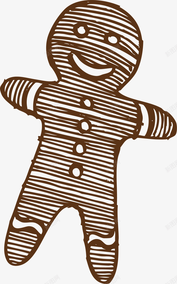 手绘饼干人矢量图ai免抠素材_新图网 https://ixintu.com 卡通 圣诞 圣诞节 手绘 装饰 褐色 饼干人 矢量图