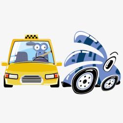 榛戠尗杞黄色的小轿车和卡通车矢量图高清图片