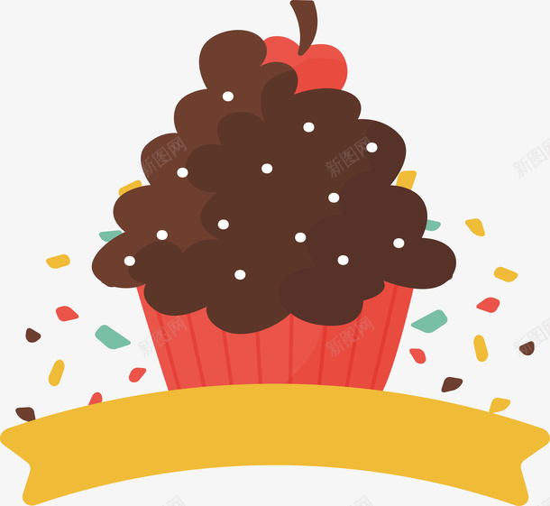 巧克力杯子蛋糕矢量图eps免抠素材_新图网 https://ixintu.com 巧克力 巧克力蛋糕 彩色飘带 杯子蛋糕 矢量png 蛋糕 矢量图
