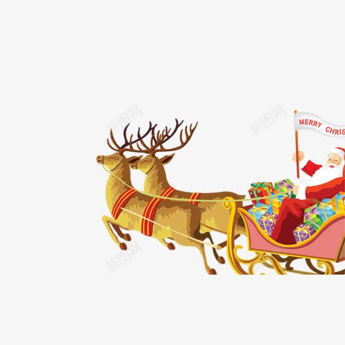 圣诞装饰马车png免抠素材_新图网 https://ixintu.com 动物 卡通 图案 装饰 马车